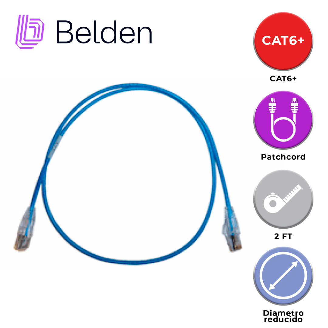 Belden Patch Cord Cat6 UTP RJ-45 Macho - RJ-45 Macho 60cm Azul - Imagen 1