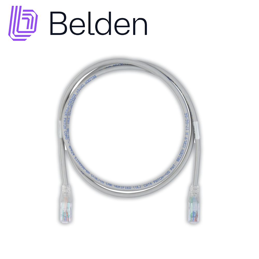 PATCH CORD DIAMETRO REDUCIDO UTP CAT6+ BELDEN C6D1108002 / INTERIOR / GRIS / 4 PARES / 28 AWG / FORRO PVC / CMR / 2 PIES 0.6 METROS - Imagen 1
