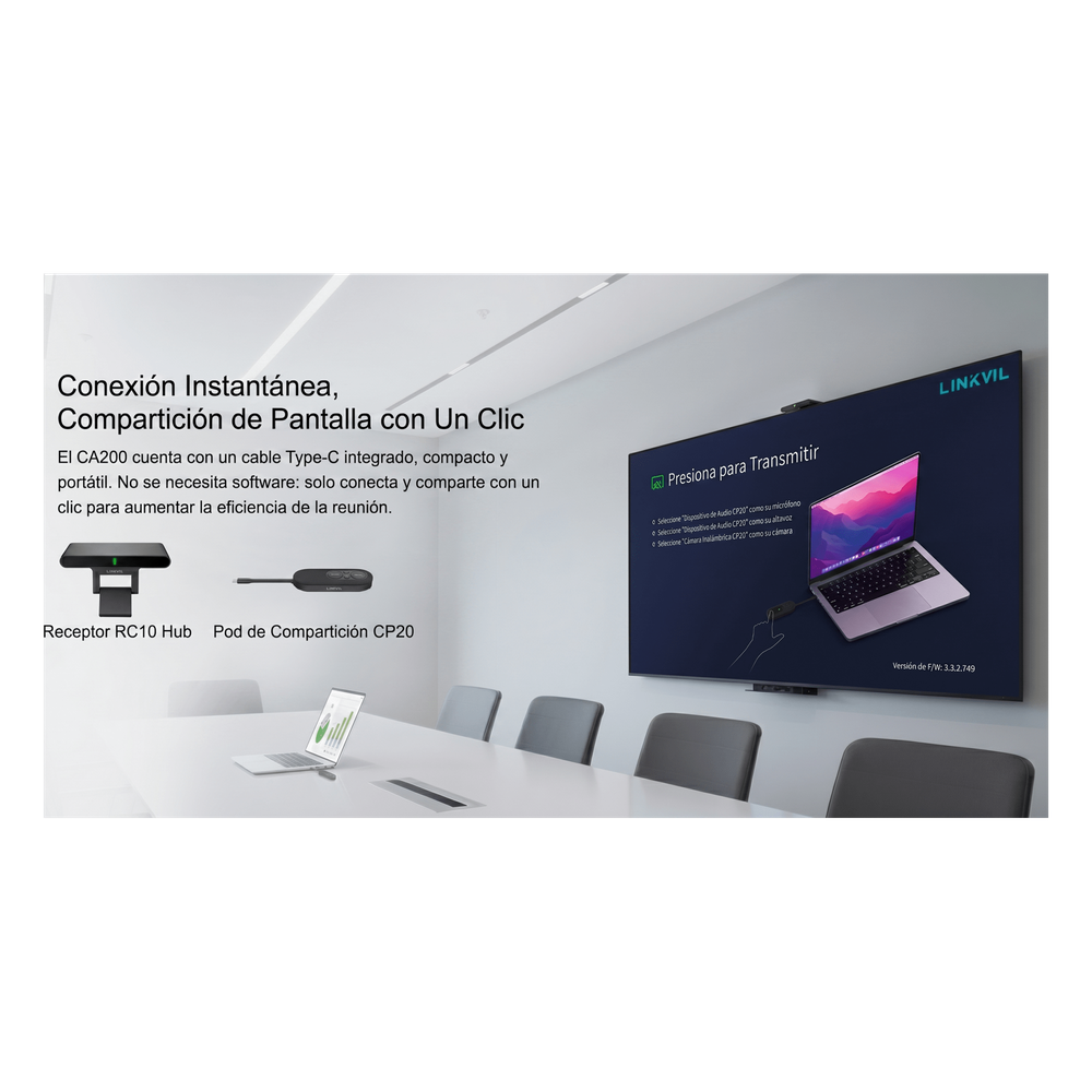 Kit de Conferencia Inalámbrica / Transmisión 4K/30fps / 4 Dispositivos Simultáneos / Alcance 10 m (32.8 ft) / Plug & Play / Multiplataforma FANVIL - Imagen 4
