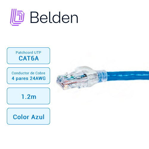 Belden Patch Cord Cat 6A UTP 1.2 Metros Azul | CA21106004 - Imagen 3