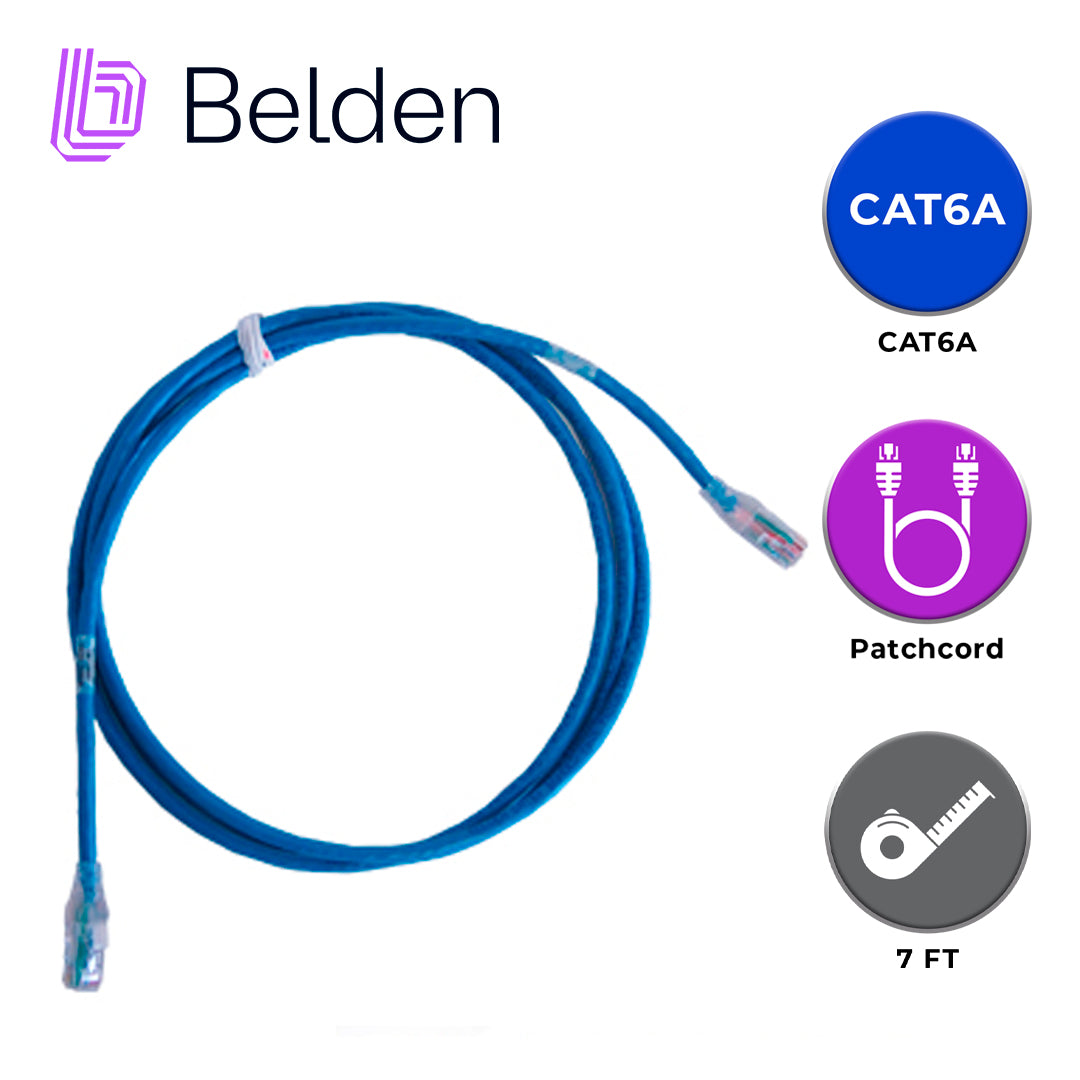 Patch Cord Belden Cat6a RJ-45 7 pies 2.1 Metros Azul CA21106007 - Imagen 1