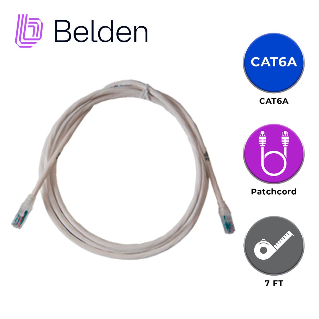 Patch Cord Cat 6ABELDENCA21109007Patch Cord Cat6A 2.1m (7ft) 10GX RJ45 Blanco CMR 10 Gigabit Ethernet Cobre Solido Belden CA21109007 - SILYMX