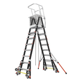 Escalera de Fibra de Vidrio con Jaula de 8'-14' 2.44 - 4.27 m. Con Ajuste en Ruedas RATCHET Leveler CAGE8FTR Little Giant Ladder Systems - Imagen 1