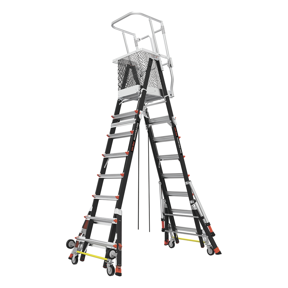 Escalera de Fibra de Vidrio con Jaula de 8'-14' 2.44 - 4.27 m. Con Ajuste en Ruedas RATCHET Leveler CAGE8FTR Little Giant Ladder Systems - Imagen 2