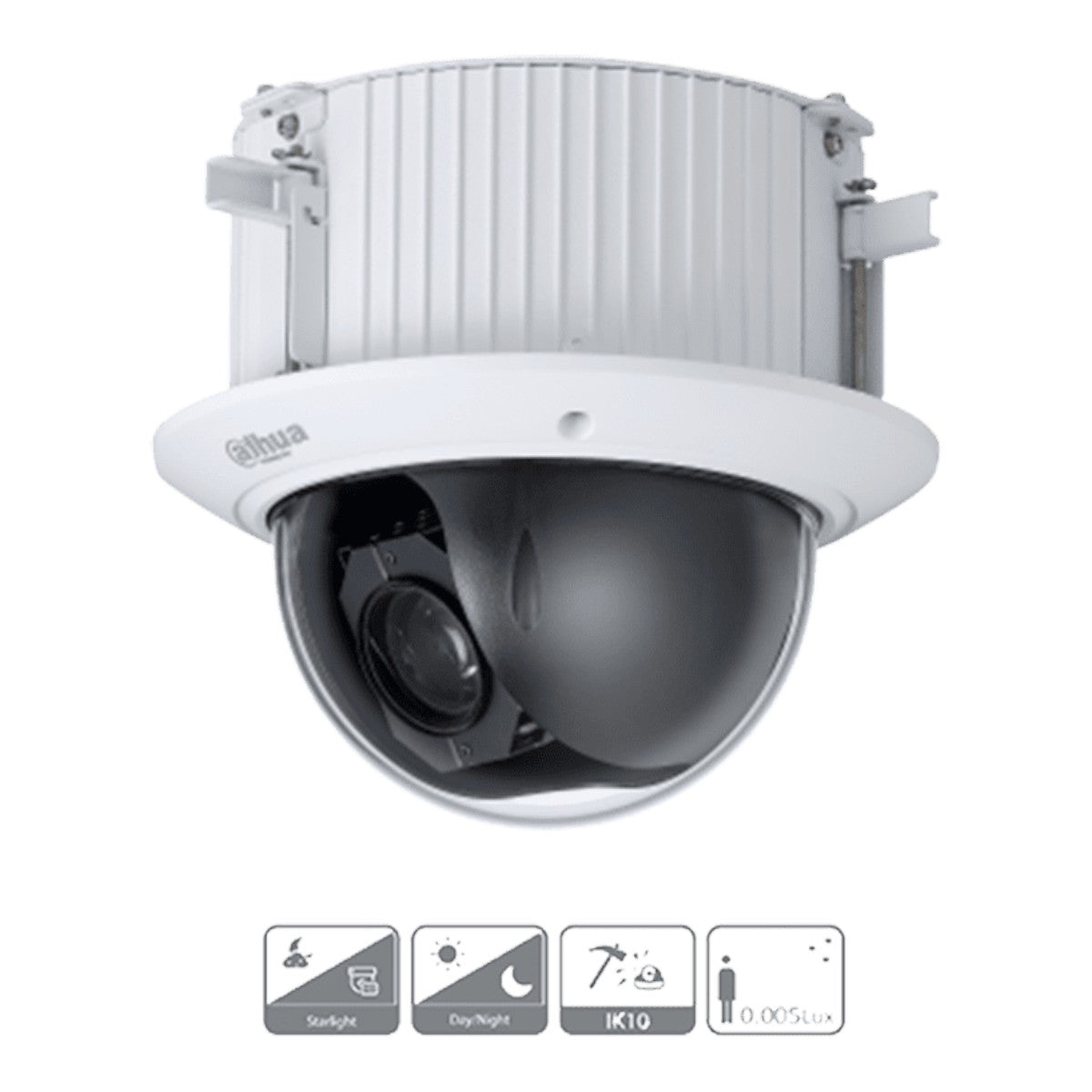 Cámara Domo PTZ de 2 Megapíxeles 1080p 25x de Zoom Óptico Montaje en Plafón o Techo Falso WDR Real 120dB Starlight Antivandálica IK10 DH-SD52C225-HC-LA - SILYMX