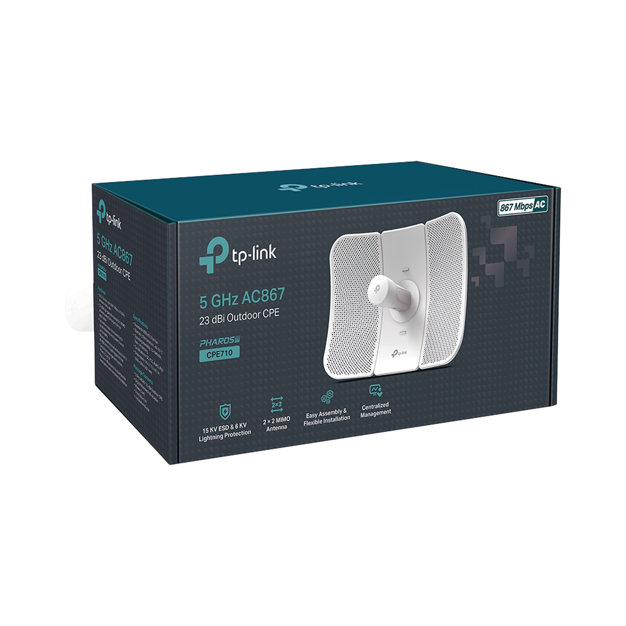 CPE de Exterior de 5 GHz AC 867 Mbps, Antena direccional de 23 dBi, potencia de 29 dBm, PoE pasivo TP-LINK - Imagen 2