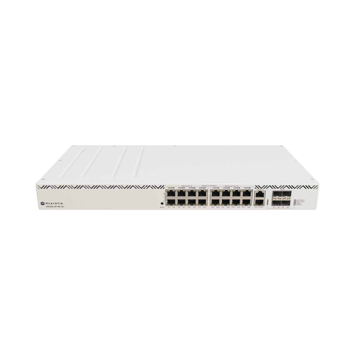Switches PoEMIKROTIKCRS320-8P-8B-4S+RMSwitch Cloud Router 16 Puertos 8 PoE+ 8 PoE++ Fuentes Redundantes Hot - Swap 4 SFP+ Mikrotik CRS320 - 8P - 8B - 4S+RM - SILYMX
