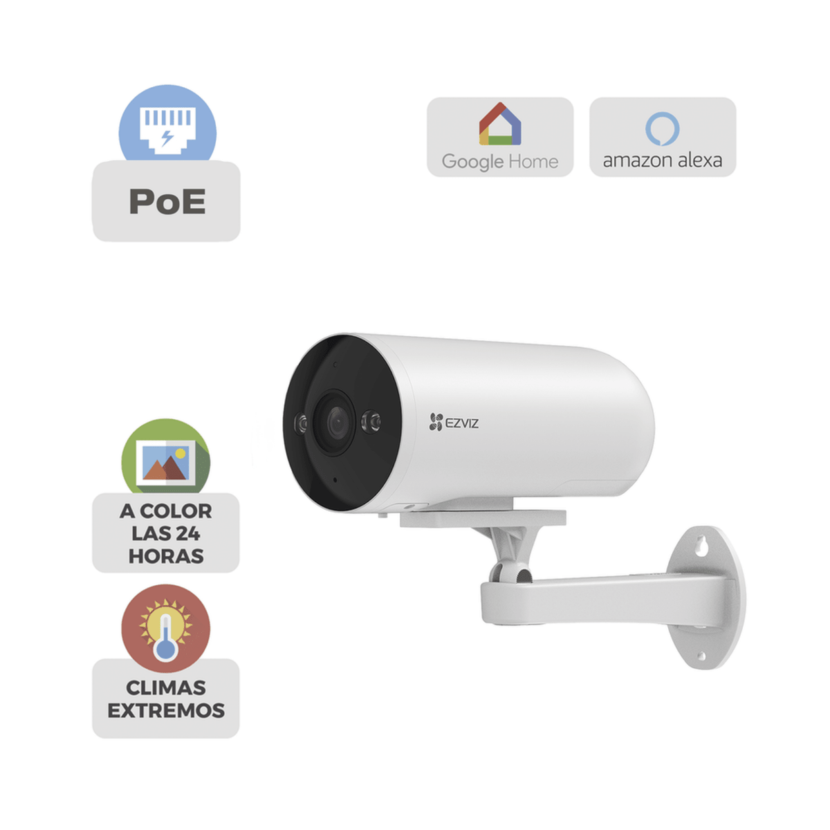 Camaras IP BalaEZVIZCS-H5/3MP/POECámara IP Exterior 3MP 2K AI Detección Humana Color Night Vision PoE Audio Luz Sirena EZVIZ CS - H5/3MP/POE - SILYMX