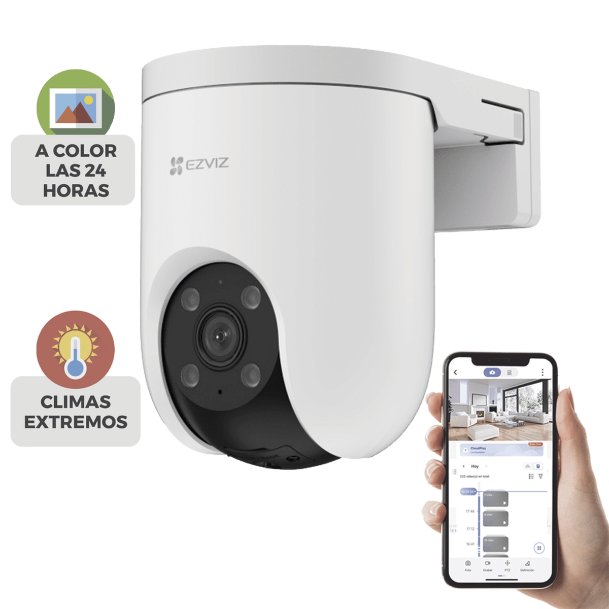 Camaras WifiEZVIZCS-H8C/5MPCámara IP PT 5MP 3K AI Humanos Vehículos Defensa Activa Sirena Visión Color IP65 EZVIZ CS - H8C/5MP - SILYMX
