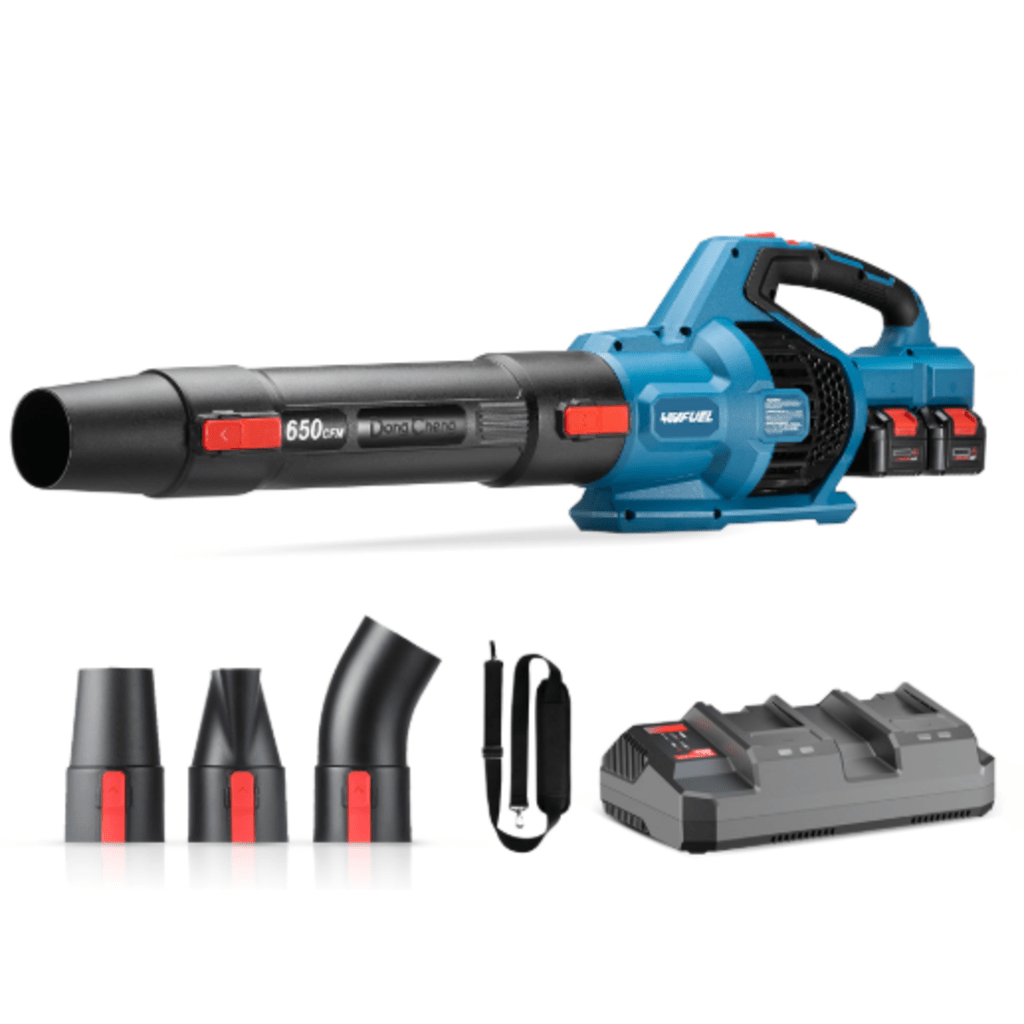 Sopladora Inalámbrica de 20V+20V, Incluye 2 baterías de 20V/6.0Ah, Cargado doble y 3 Boquillas. DONGCHENG - Imagen 2