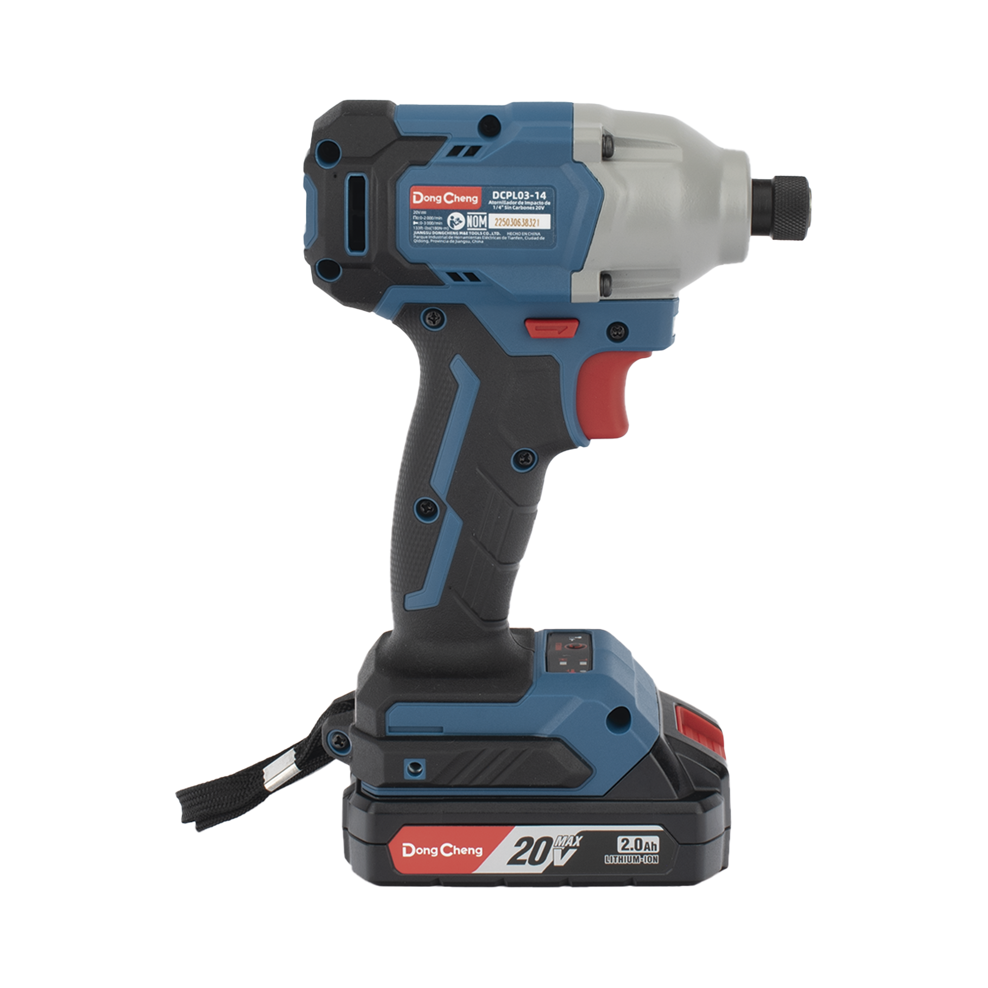 Atornillador de Impacto Inalámbrico 20V / Motor Brushless / Portabrocas Hexagonal 1/4 in / 90-180 Nm Torque / Batería 2.0Ah con Maletín DONGCHENG - Imagen 2