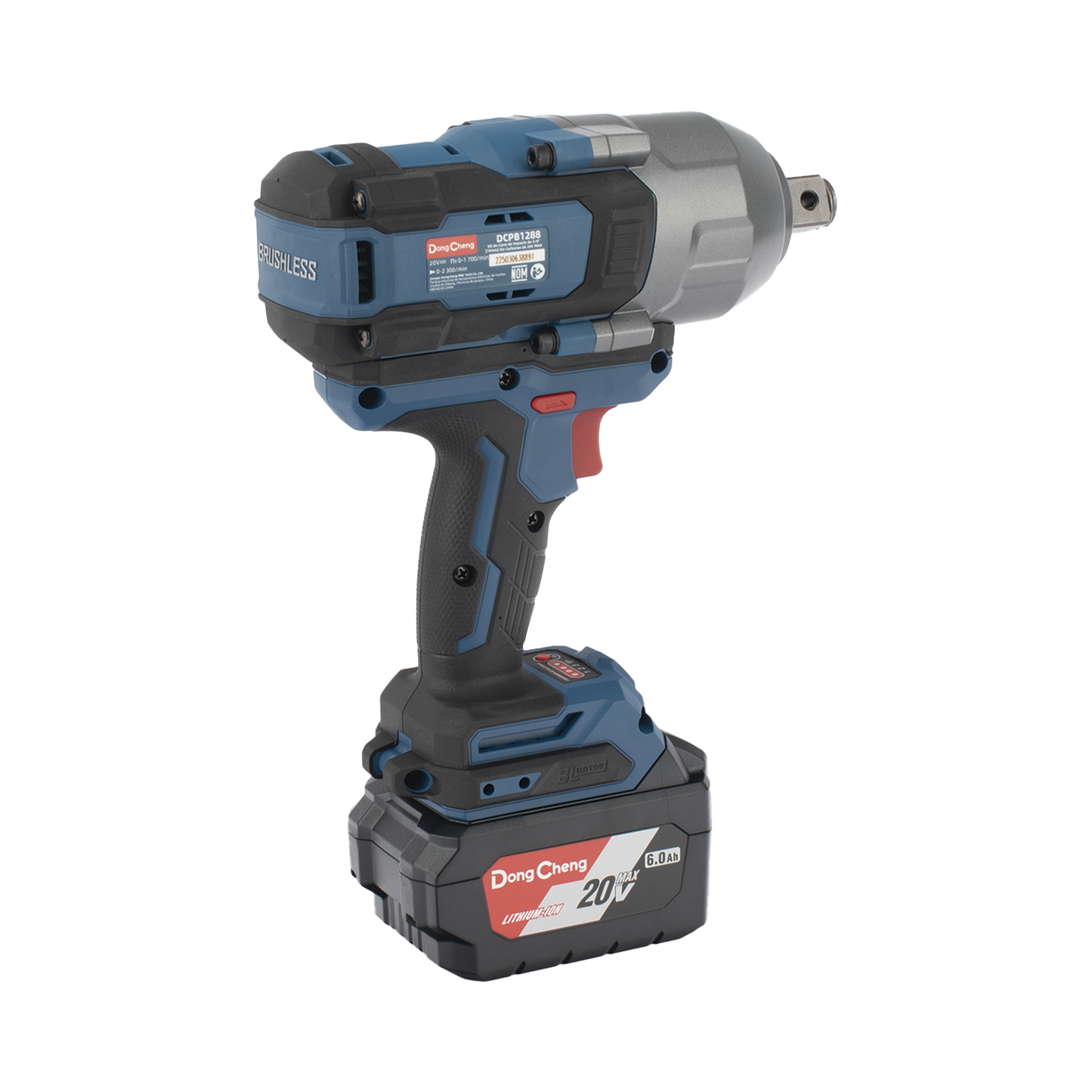 Llave de Impacto Inalámbrica de 20V, Entrada de 3/4 in, Incluye 2 Baterías de 6Ah, Cargador y Estuche DONGCHENG - Imagen 3