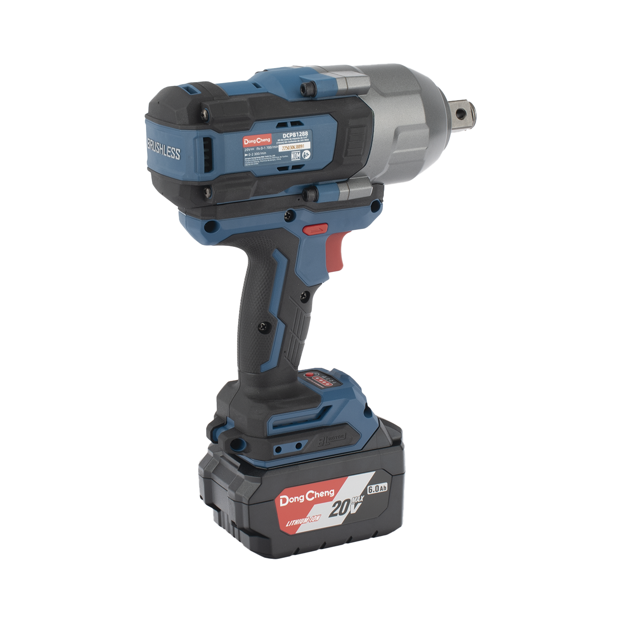 Llave de Impacto Inalámbrica de 20V, Entrada de 3/4 in, Incluye 2 Baterías de 6Ah, Cargador y Estuche DONGCHENG - Imagen 3