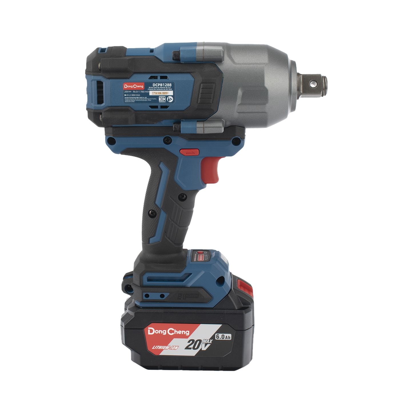 Llave de Impacto Inalámbrica de 20V, Entrada de 3/4 in, Incluye 2 Baterías de 6Ah, Cargador y Estuche DONGCHENG - Imagen 4