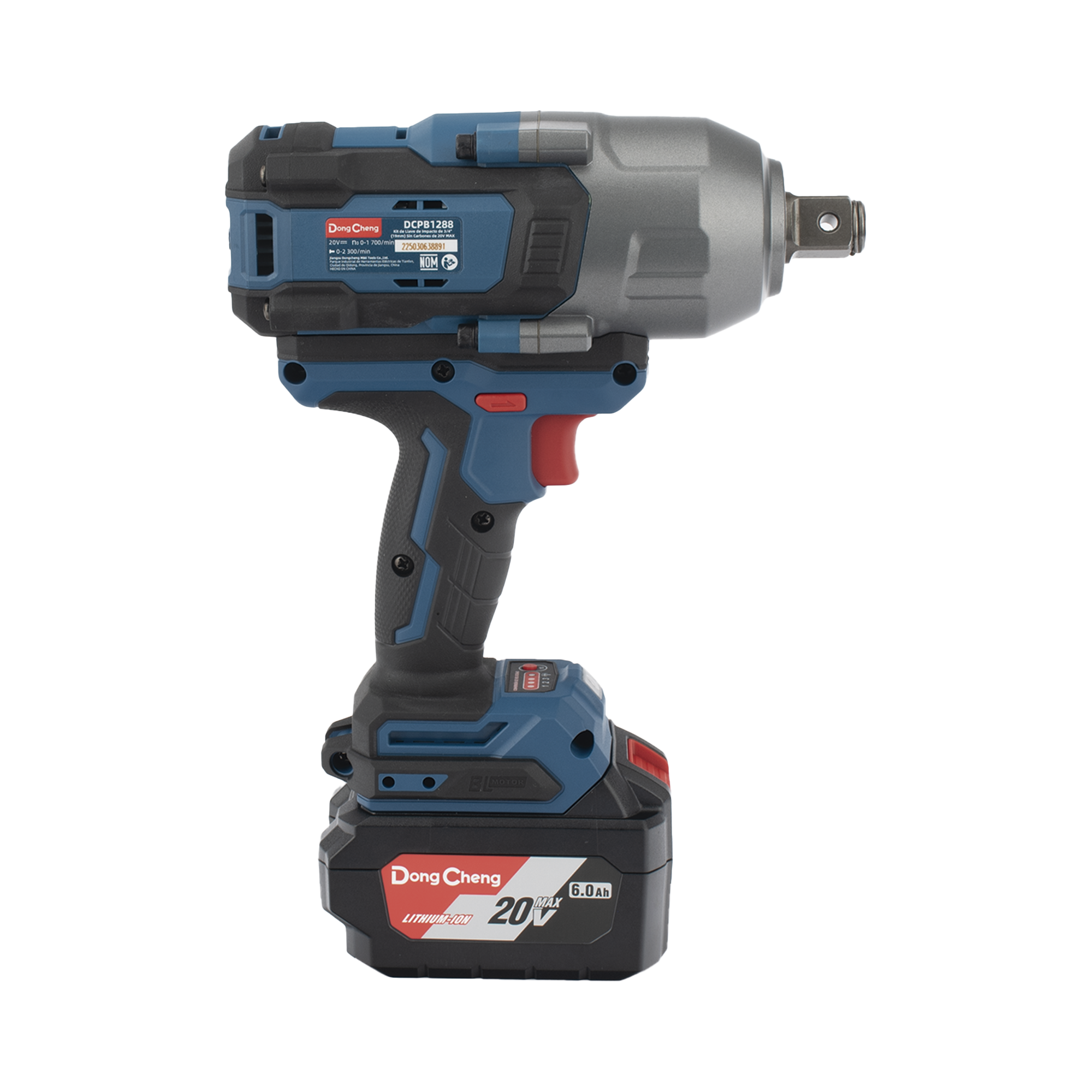 Llave de Impacto Inalámbrica de 20V, Entrada de 3/4 in, Incluye 2 Baterías de 6Ah, Cargador y Estuche DONGCHENG - Imagen 4