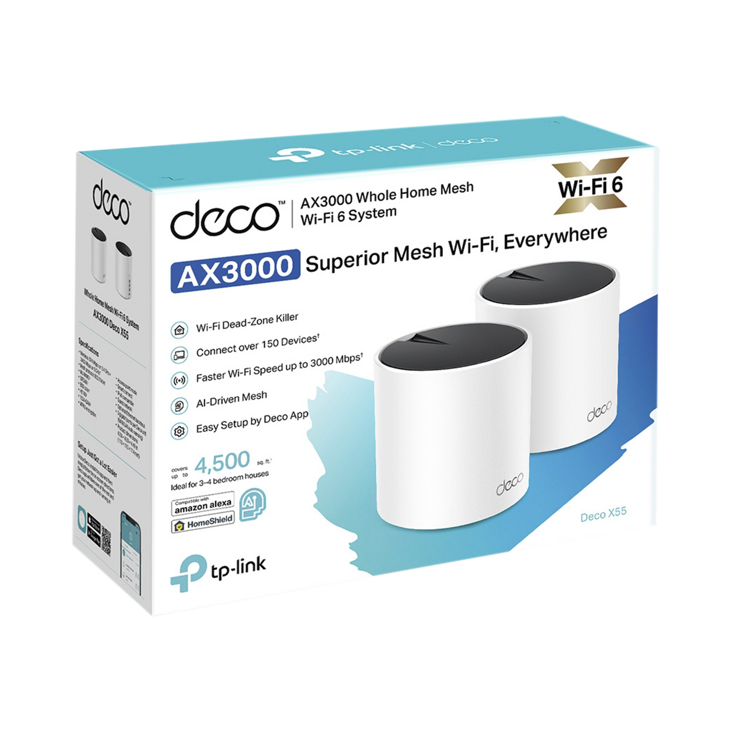 KIT de sistema inalámbrico Deco X60 mesh para hogar, doble banda Wi-Fi 6 (AX), doble puerto Gigabit, 4 antenas internas y compatible con amazon alexa TP-LINK - Imagen 2