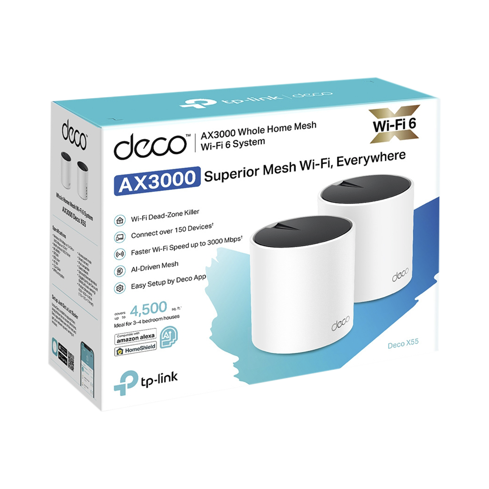 KIT de sistema inalámbrico Deco X60 mesh para hogar, doble banda Wi-Fi 6 (AX), doble puerto Gigabit, 4 antenas internas y compatible con amazon alexa TP-LINK - Imagen 2