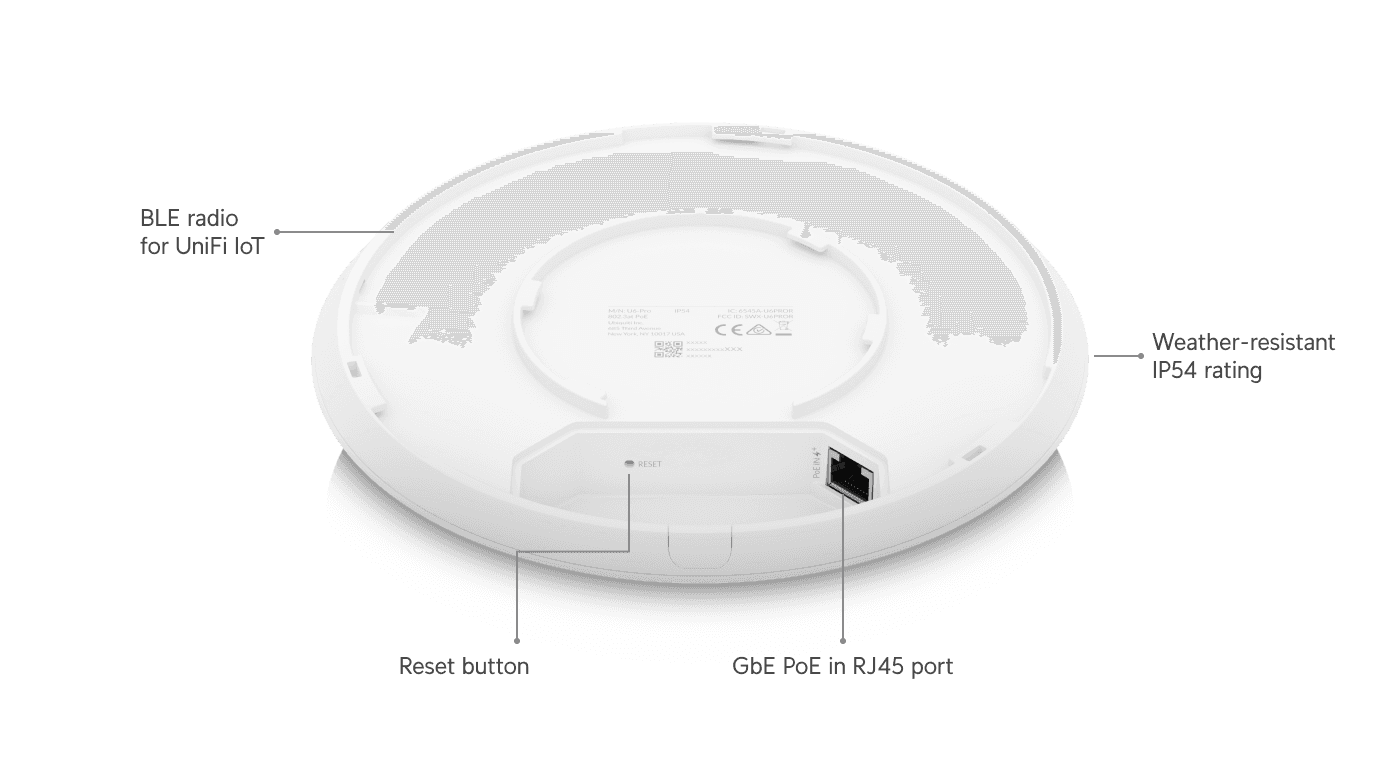 Access Point UniFi WiFi 6 Pro doble banda para interior hasta 5.3 Gbps 5 GHz (MU-MIMO 4x4 y OFDMA) y 2.4 GHz (MIMO 2x2) U6-PRO - SILYMX