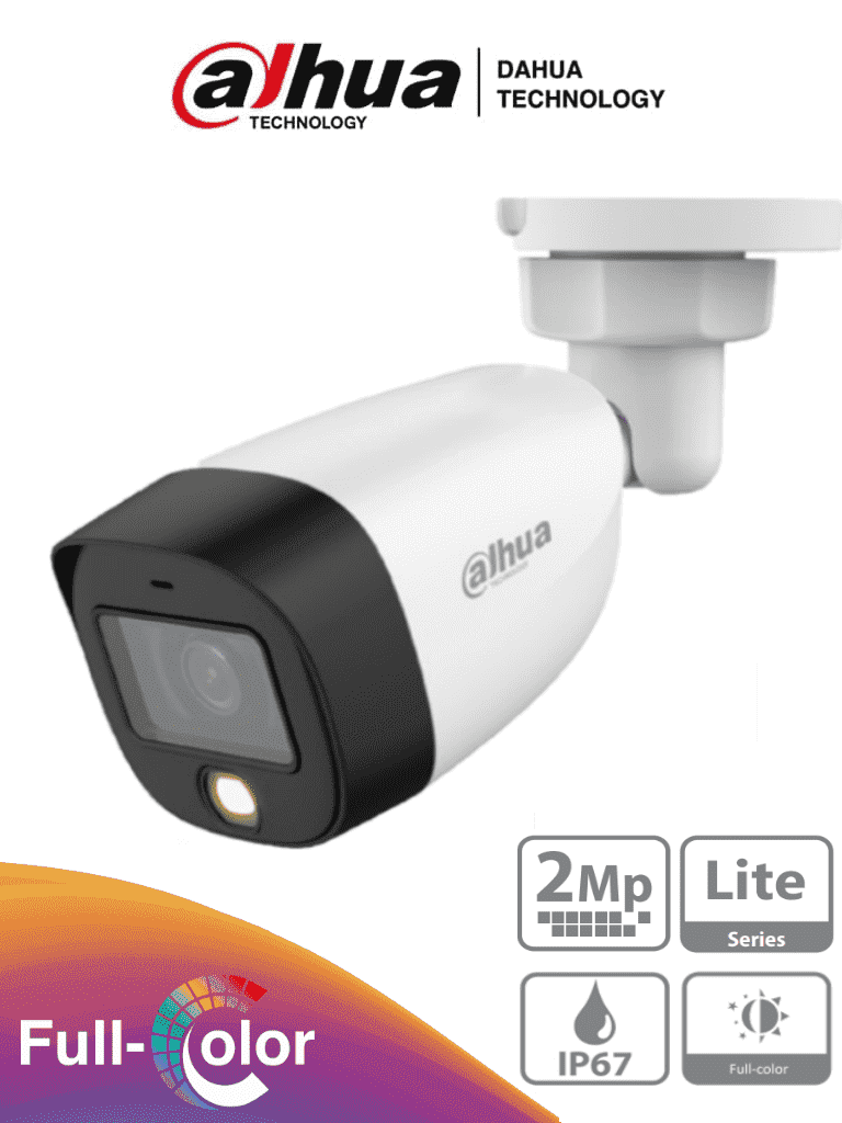 Camara Bullet HDCVI 1080p 2MP Full Color LED Lente 2.8mm Starlight IP67 Dahua DH-HAC-HFW1209CN-LED-0280B - Imagen 1