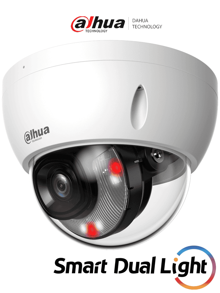 DAHUA IPC-HDBW2449E-S-IL- Camara IP Domo Antivandalica de 4 MP/ WizSense/ Iluminadores Duales Inteligentes/ Lente de 2.8mm/ 101 Grados de Apertura/ 30 Metros de Luz IR y Luz Visible/ WDR Real/ SMD Plus/ Ranura para Micro SD/ PoE/ IP67/ IK10 - Imagen 1