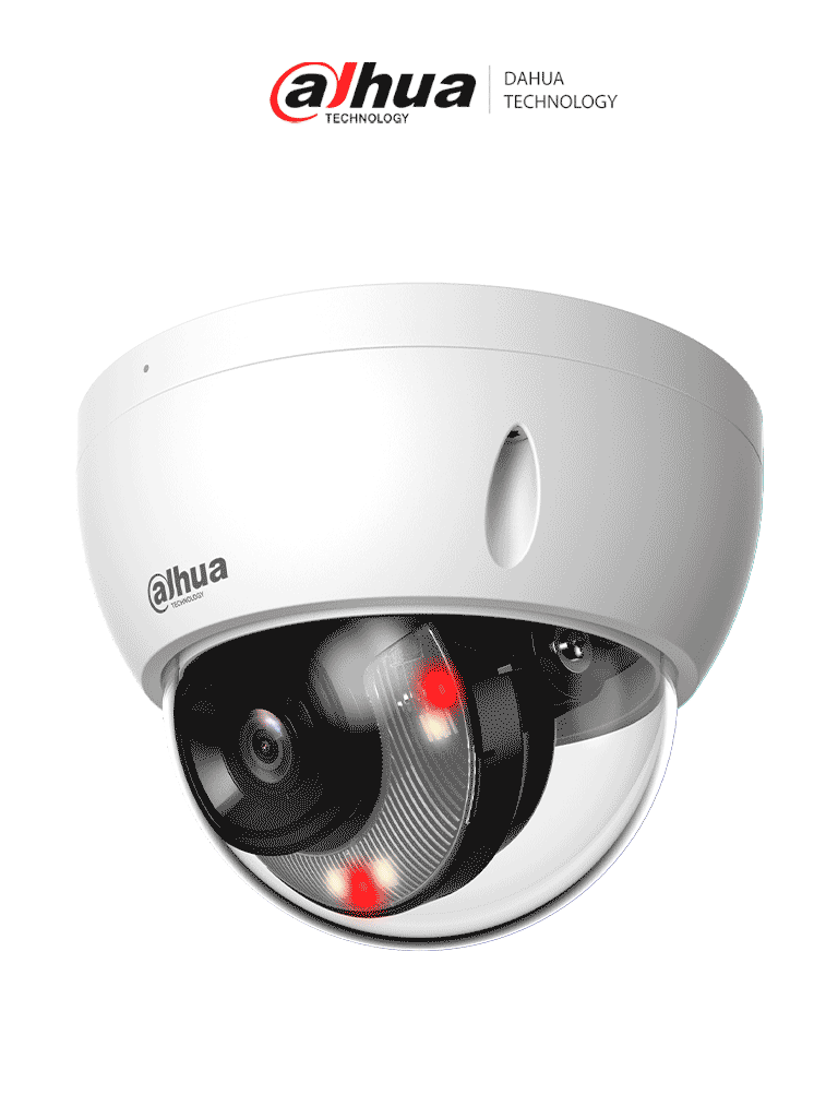 DAHUA DH-IPC-HDBW2849E-S-IL -Cámara IP Domo Antivandálica 4k/ 8 MP/ Iluminador Dual/SMD Plus/ Protección perimetral/IR de 30 Mts/ Lente de 2.8mm/ 106 Grados de Apertura/ H.265+/ WDR, 3D NR, HLC, BLC/ IP67/ IK10/ PoE/ Ranura MicroSD/ - Imagen 1