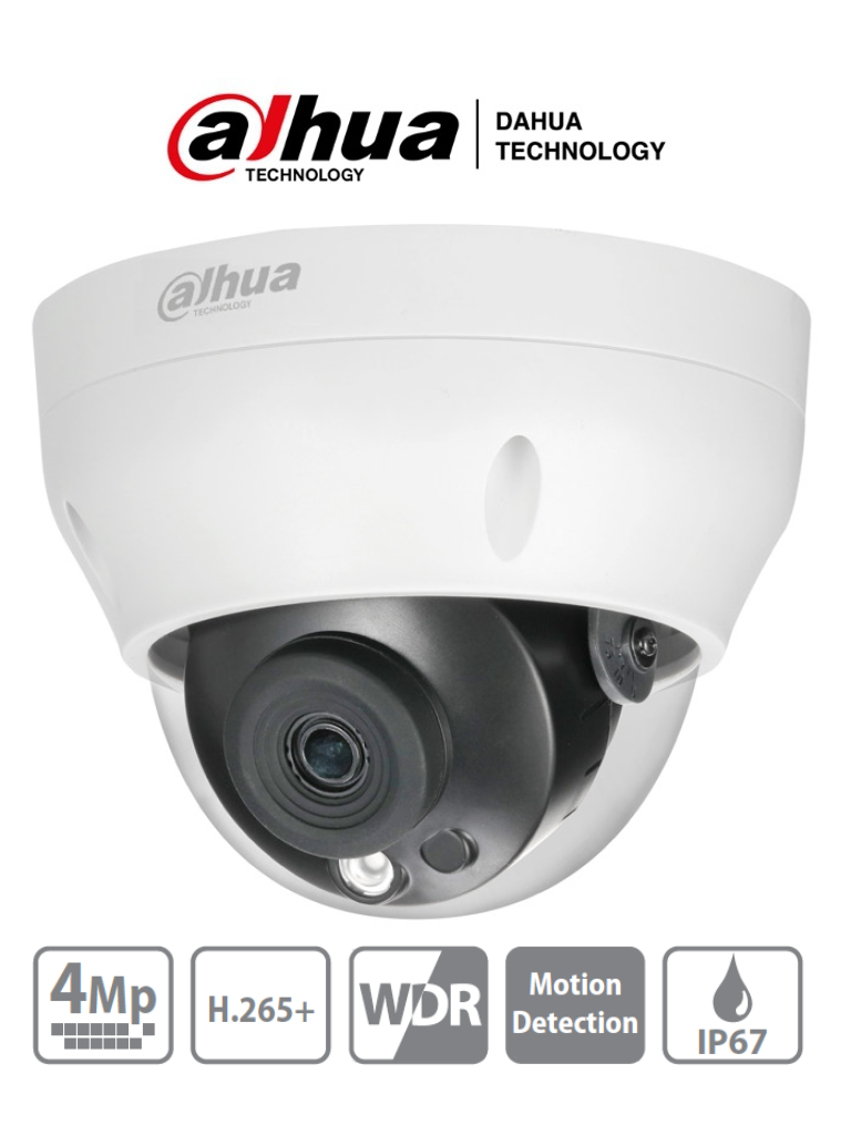 DAHUA IPC-HDPW1431R1-S4 - Camara IP Domo de 4 Megapixeles/ Lente de 2.8mm/ IR de 30 Mts/ H.265/ WDR Real/ IP67/ PoE/ 3D DNR/ HLC/ - Imagen 1