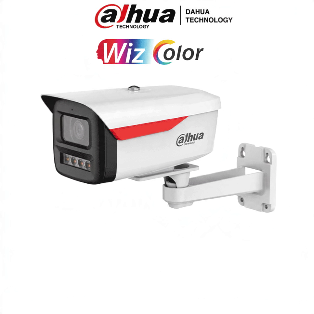 Camara Bullet IP 4MP WizSense WizColor Lente 3.6mm Luz Calida 50m Microfono WDR 120dB PoE IP67 Dahua DH-IPC-HFW2449M-S-B-PRO