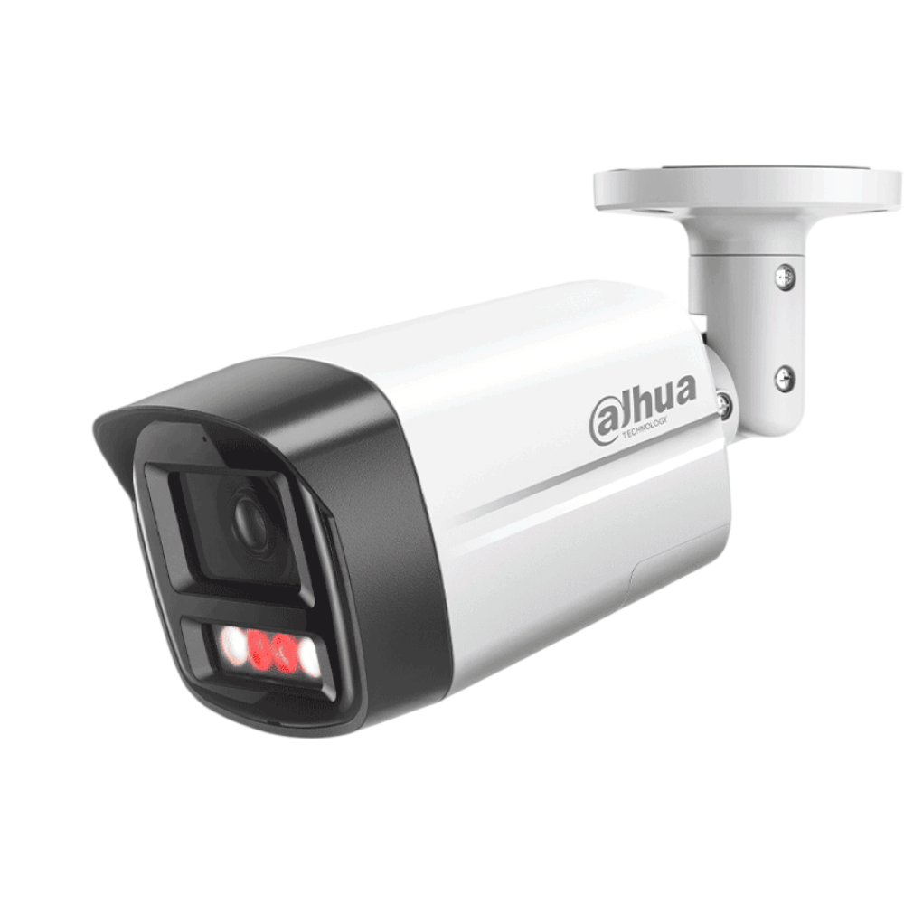 SILYMX Dahua 5MP WizSense bullet IP camera with dual illuminator, active deterrence siren, and strobe light