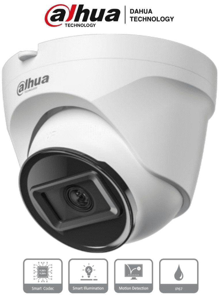 Camara Domo IP 2MP Lente 2.8mm IR 30m IP67 PoE WDR H.265+ Dahua DH-IPC-T1E20 - Imagen 1