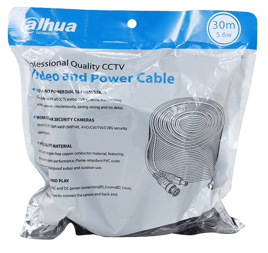 Cable Armado Video y Energia AHD CVI TVI CVBS 4K 30m (98ft) BNC Cobre Exterior Interior Dahua DH-PFM942I-30-5 - Imagen 2
