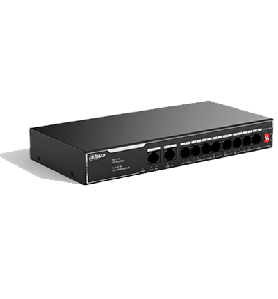 DAHUA SF1010LP - Switch PoE de 10 Puertos Fast Ethernet/ 8 Puertos PoE 10/100 / 65 Watts Totales / 2 Puertos Uplink RJ-45/ PoE watchdog/ Hasta 250 metros/ Switching 12 Gbps/ Protección Contra Descargas - Imagen 2