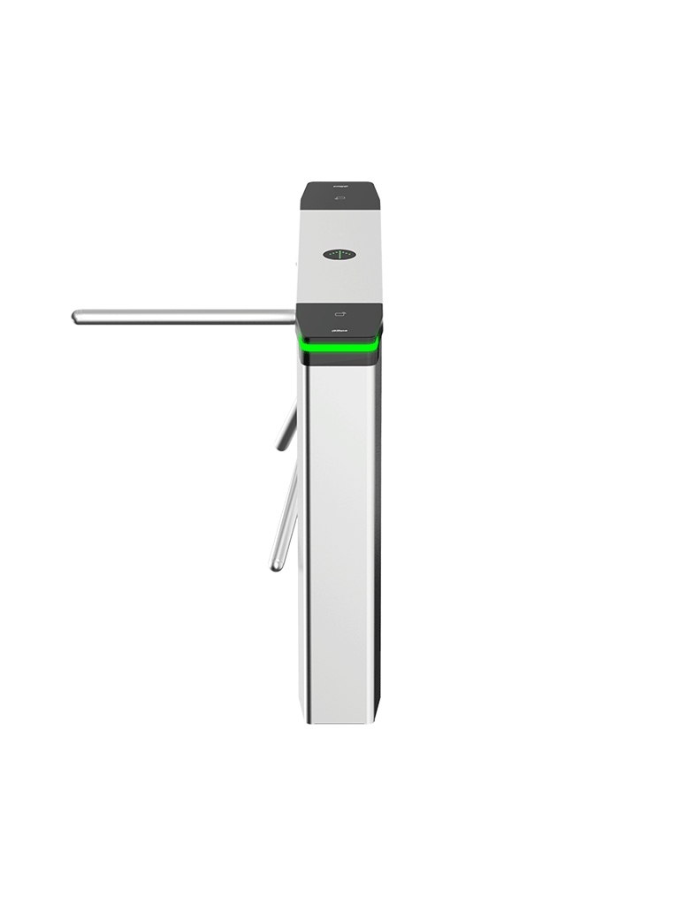 DAHUA DHI-ASGG520T-Es un torniquete peatonal fabricado en acero inoxidable. Ofrece ajuste de tiempo de desbloqueo, indicadores de luz y sonido ajustables, y funciones de emergencia. Incluye lector de entrada/salida y controlador, garantizando seguridad. - Imagen 2