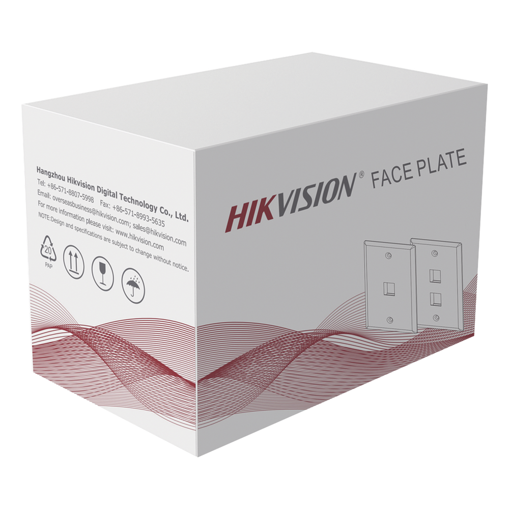 Placa de Pared / 2 Puertos / UL 94 V-0 / 114x70x10 mm / 0.37x0.23x0.03 ft / 20 Piezas / Blanco HIKVISION - Imagen 2