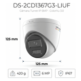 Cámara Turret IP / 6 Megapixel / Dual Light 30 m (98.4 ft) / ColorVu / AcuSense Lite / WDR 120 dB / IP67 / PoE HIKVISION - Imagen 2