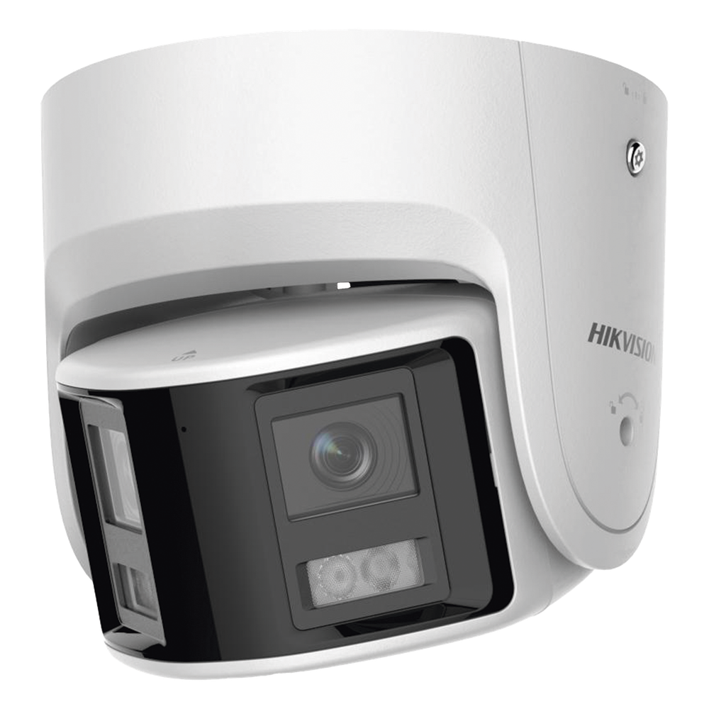 Camara Turret IP 4MP Panoramica 180° Dual Lente 2.8mm IR 30m AcuSense Audio Bidireccional WDR 120dB Hikvision DS-2CD2346G2P-ISU/SL - Imagen 1