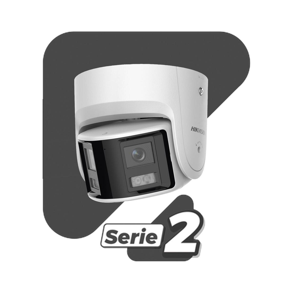 Camara Turret IP 4MP Panoramica 180° Dual Lente 2.8mm IR 30m AcuSense Audio Bidireccional WDR 120dB Hikvision DS-2CD2346G2P-ISU/SL - Imagen 2