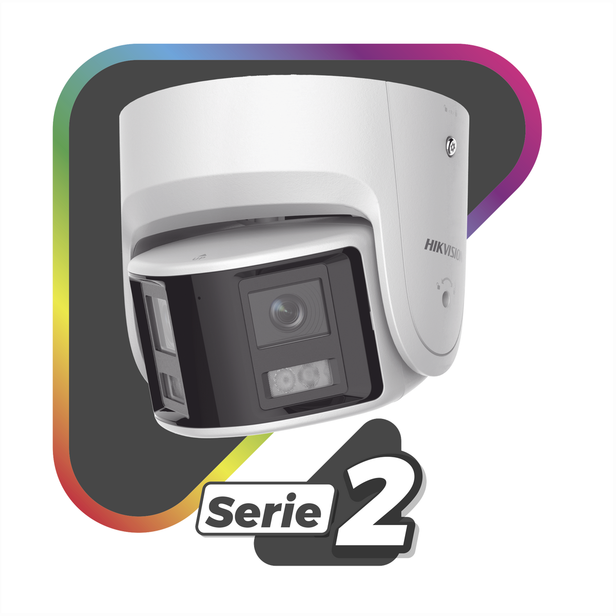 Camara Turret IP 4MP Panoramica 180° Dual Lente 2.8mm IR 30m AcuSense Audio Bidireccional WDR 120dB Hikvision DS-2CD2346G2P-ISU/SL - Imagen 3