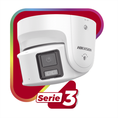 Camaras IP TurretHIKVISIONDS-2CD3387G2P-LSU/SL(C)Camara Turret IP 8MP Panoramica 180° ColorVu AcuSense Proteccion Activa PoE Hikvision DS - 2CD3387G2P - LSU/SL(C) - SILYMX