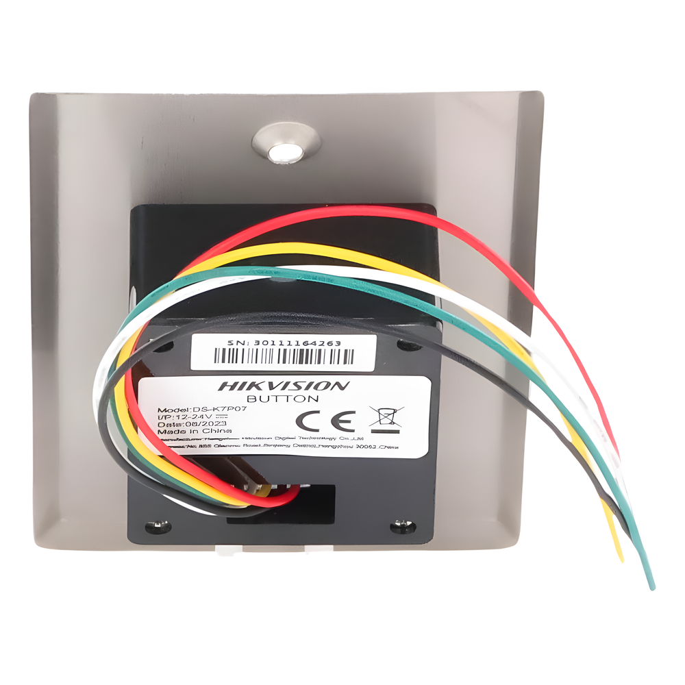 Boton de Salida Sin Contacto IR LED 5-15cm NO/NC 12-24 VCD Acero Inoxidable Hikvision DS-K7P07 - Imagen 3