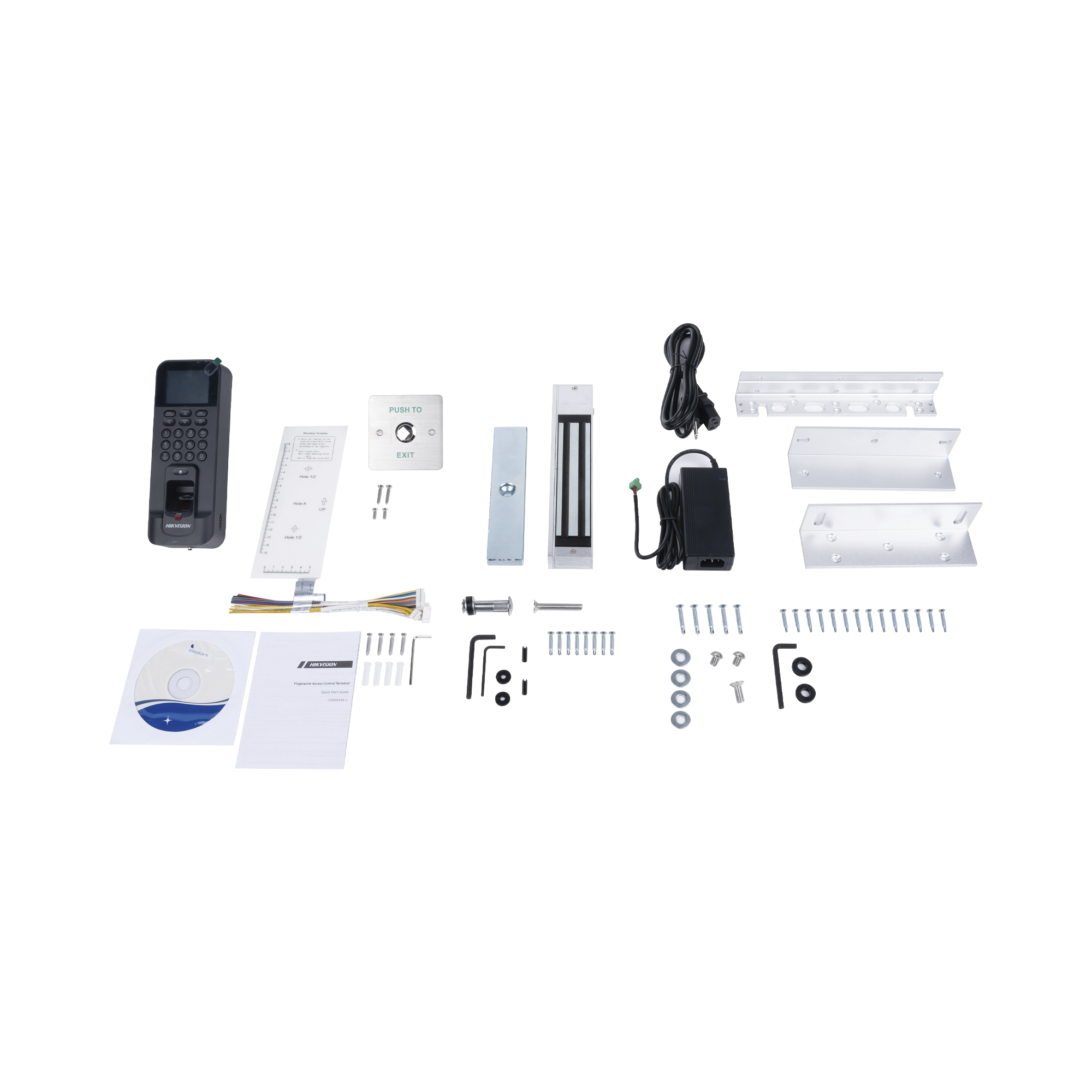 Kit de Control de Acceso TODO INCLUIDO con Lector de Huellas / Incluye Electroimán Botón de Salida y Montajes Z y L para imán (DS-K1T804) HIKVISION - Imagen 3