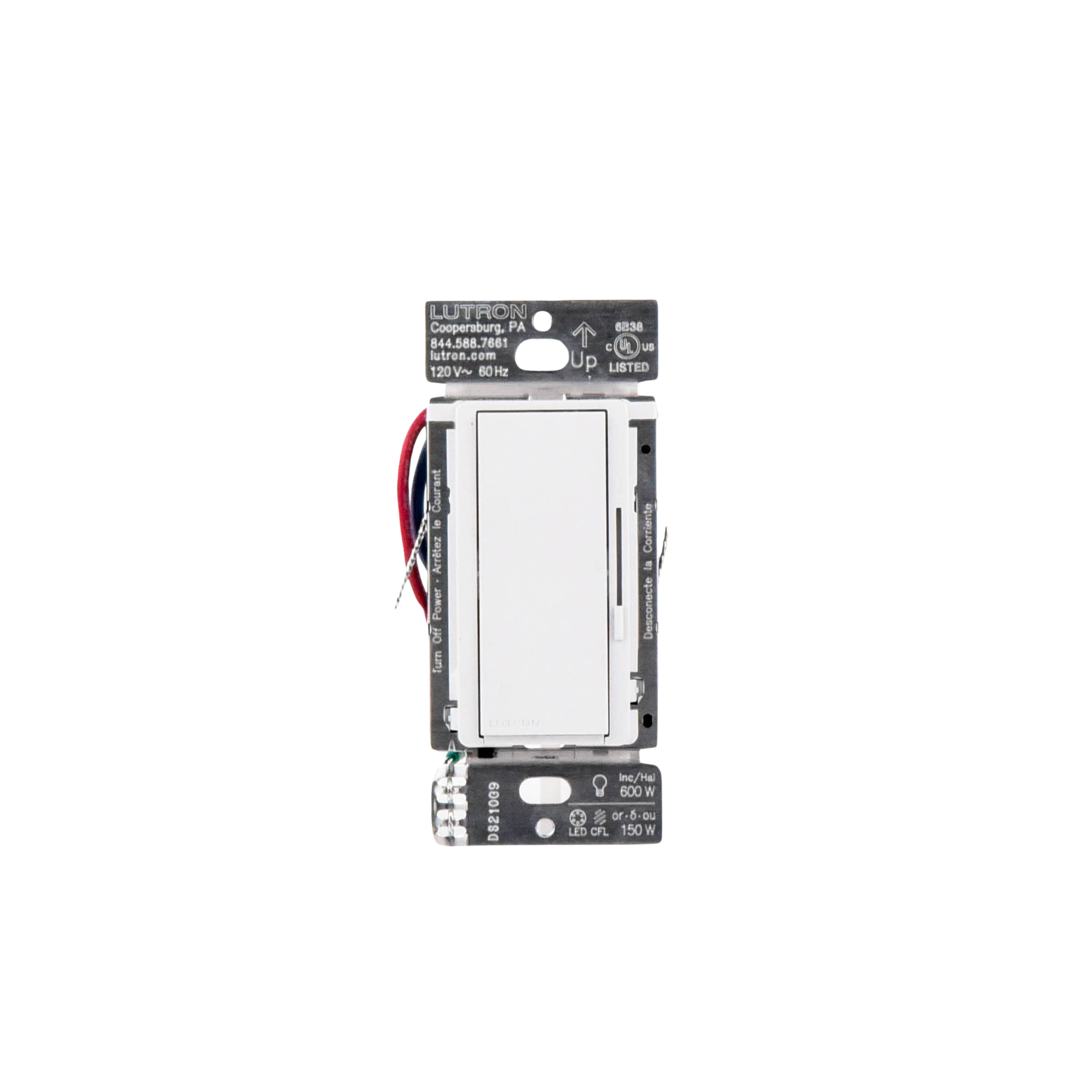(Caseta Wireless) DIVA Atenuador de pared. Aumenta/Disminuye Intensidad de Iluminación. No requiere cable neutro. 150W LED / 600W INC/HAL LUTRON CASETA WIRELESS - Imagen 3