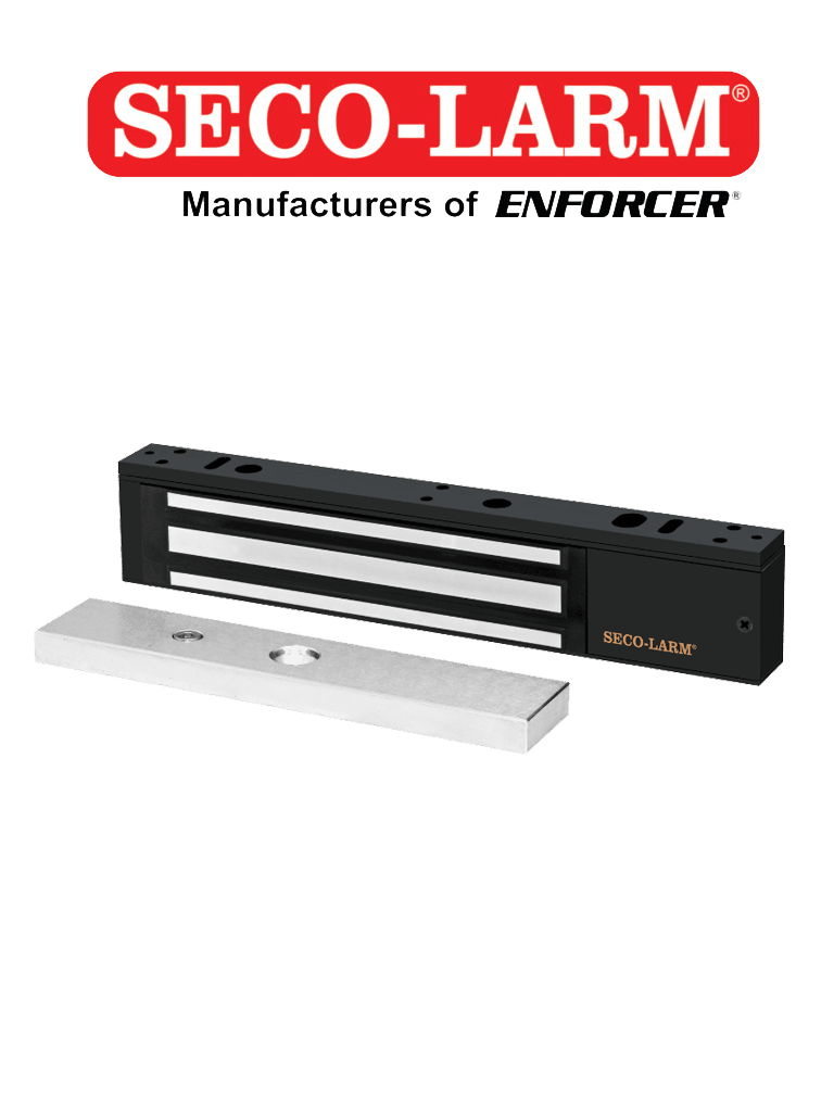 Chapa Magnética Electromagnética / 600 lb (272 kg) / 12/24 VDC Seleccionable / Sensor de Adherencia / LED de Estado / Sin Magnetismo Residual / IP ENFORCER SECOLARM - Imagen 1