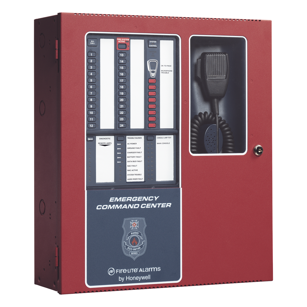 Centro de comando de emergencia para voceo y evacuación por voz, 50 W ampliable a 100 W, 8 circuitos de entrada FIRE-LITE - Imagen 1