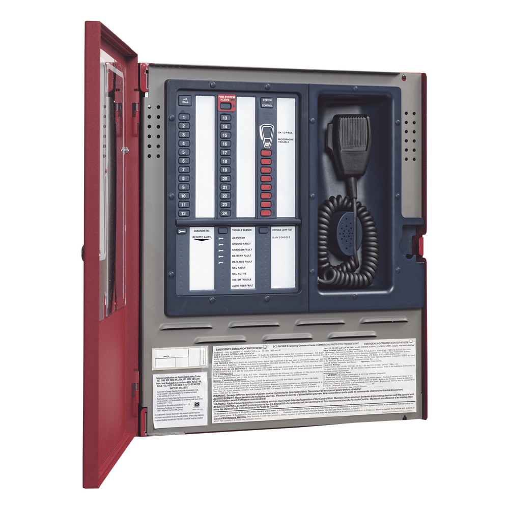 Centro de comando de emergencia para voceo y evacuación por voz, 50 W ampliable a 100 W, 8 circuitos de entrada FIRE-LITE - Imagen 2