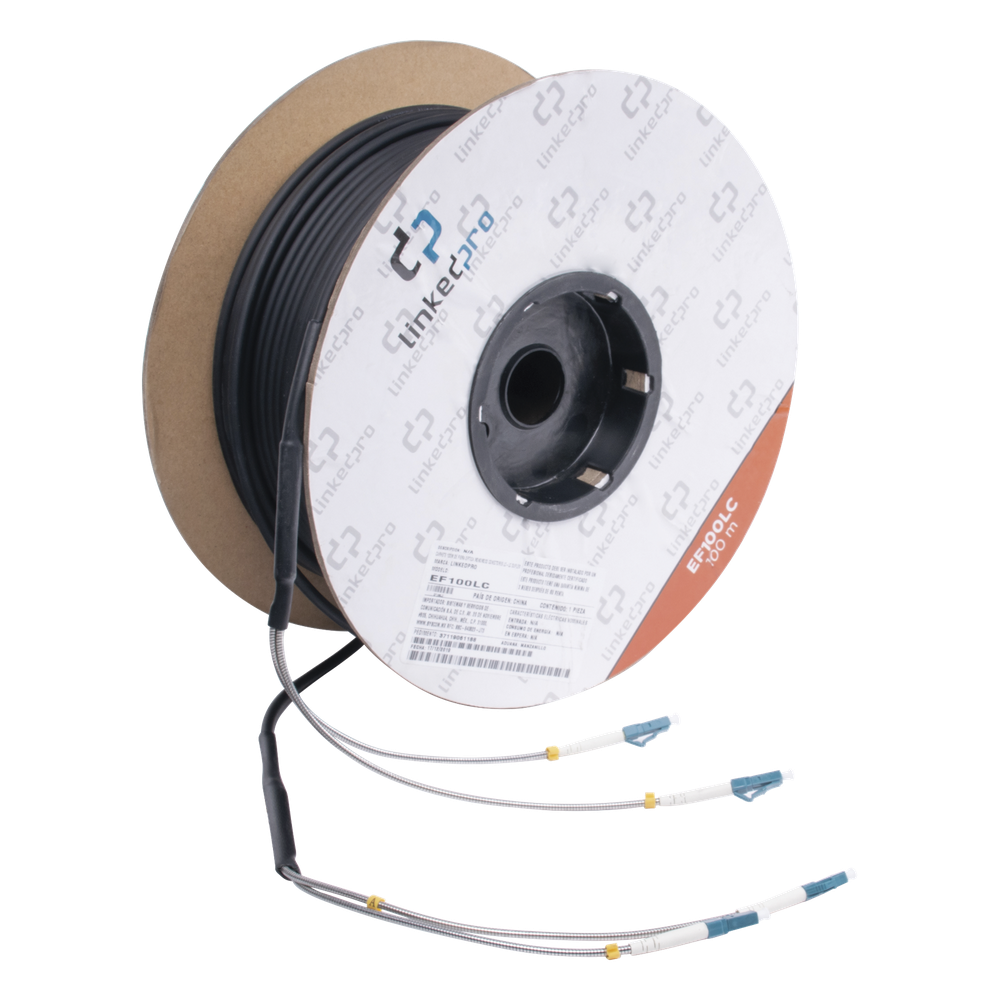 Carrete de Fibra Óptica Monomodo con conectores LC-LC Duplex, Reforzada con Kevlar, de 100 metros LINKEDPRO BY EPCOM - Imagen 1