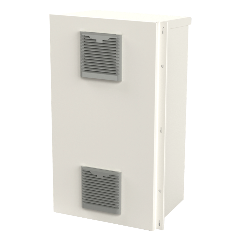 Gabinete Acero Galv. para 2 Baterías PL110D12 (400 x 730 x 300mm). Puerta Ventilada. Acc. para piso o poste No incluidos. EPCOM INDUSTRIAL - Imagen 1