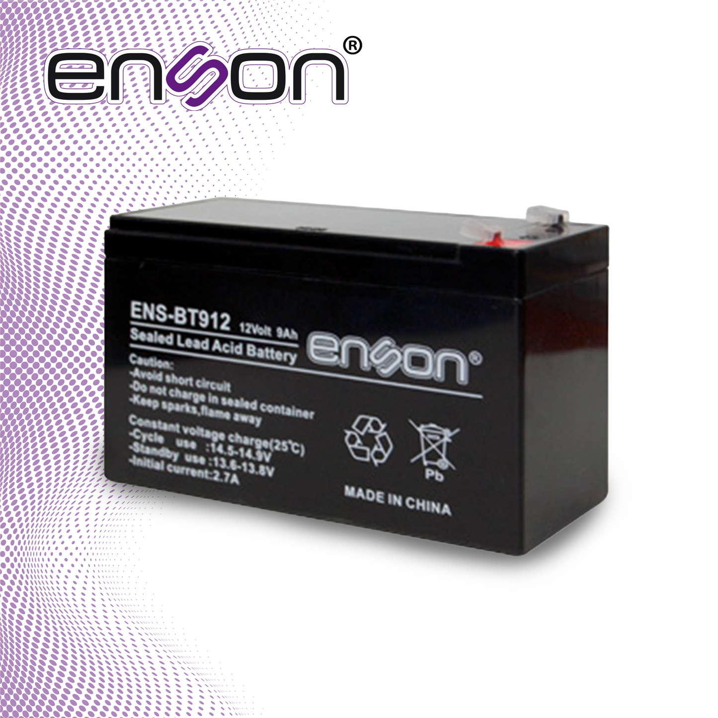 Bateria De Respaldo Enson 12vdc 9AH Base Plomo-acido Para Fuentes De Poder Y Sistemas De Respaldo Ens-bt912 - Imagen 3