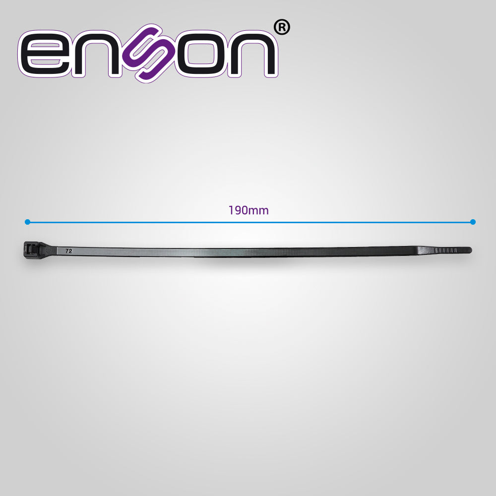 CINCHO DE NYLON ENSON ENS-CH190B COLOR NEGRO DE 4.8 X 190MM DE LONGITUD FUERZA DE TENSION DE HASTA 22 KGS - Imagen 4