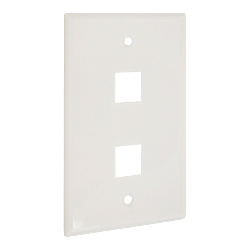 PLACA DE PARED (FACEPLATE) UNIVERSAL ENS-FP62 ENSON 2 PUERTOS ESTILO KEYCONNECT CAT6A CAT6 CAT5E CONECTORES DE FIBRA OPTICA Y COAXIALES COLOR BLANCO USO INTERIOR MATERIAL PLASTICO ABS - Imagen 1