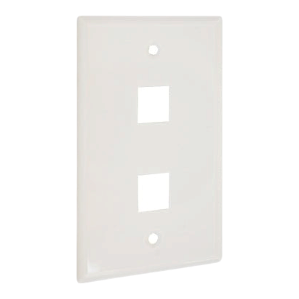 PLACA DE PARED (FACEPLATE) UNIVERSAL ENS-FP62 ENSON 2 PUERTOS ESTILO KEYCONNECT CAT6A CAT6 CAT5E CONECTORES DE FIBRA OPTICA Y COAXIALES COLOR BLANCO USO INTERIOR MATERIAL PLASTICO ABS - Imagen 2